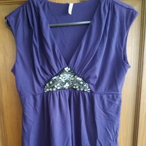 Purple embellished tank top size medium